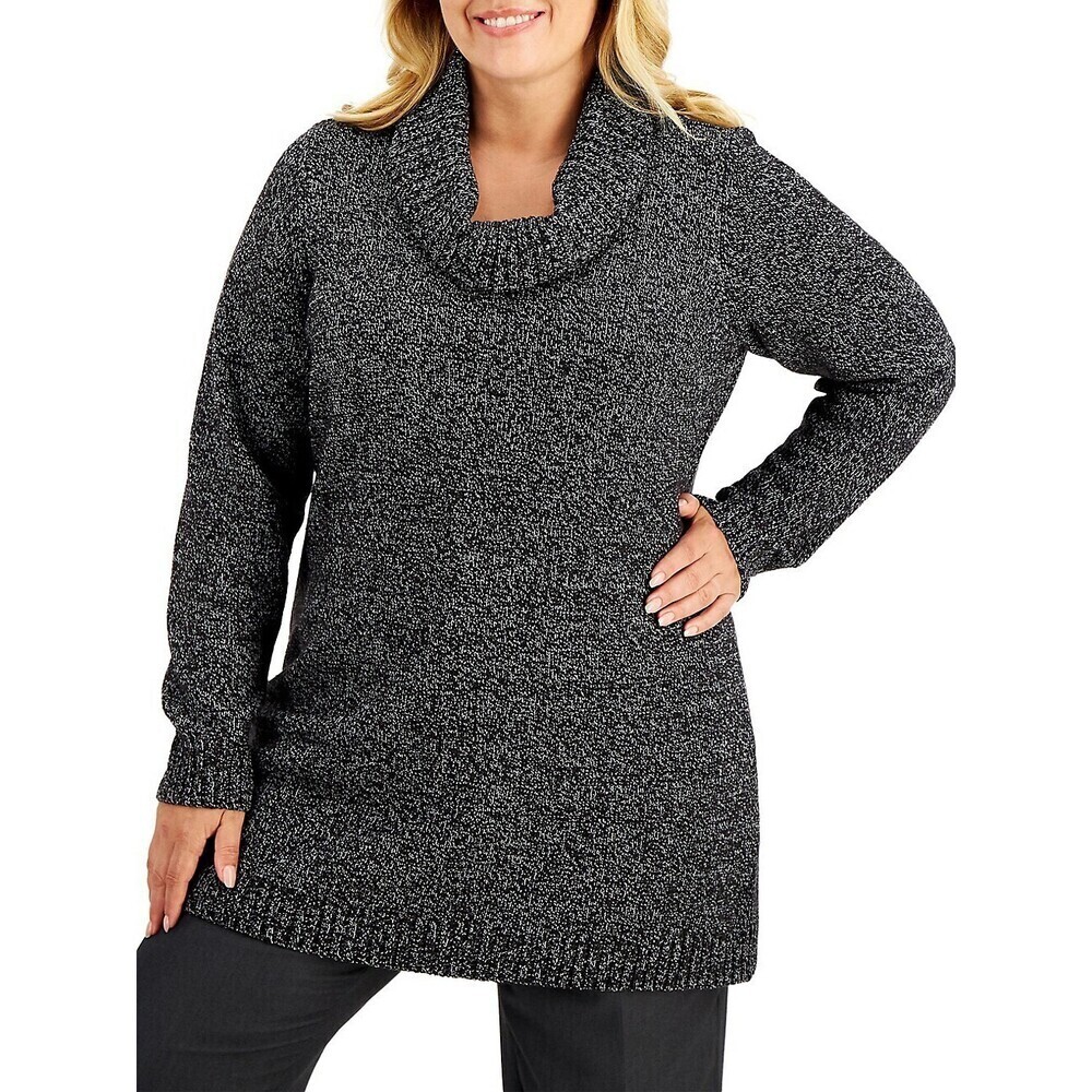 Karen Scott Women's Cowl Neck Tunic Sweater Charcoal Grey Plus Size 3X NWT